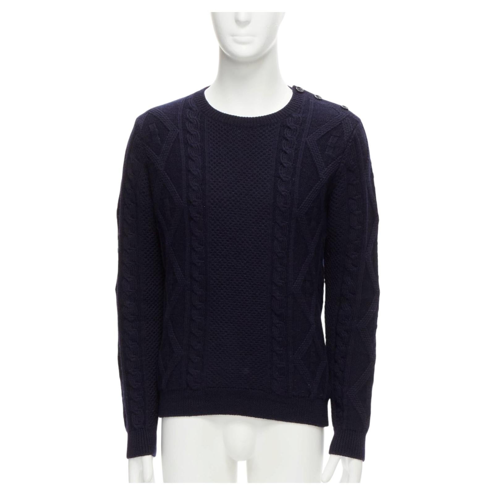 Pull à manches longues APC 100 % laine bleu marine pêcheur col bénitier S
