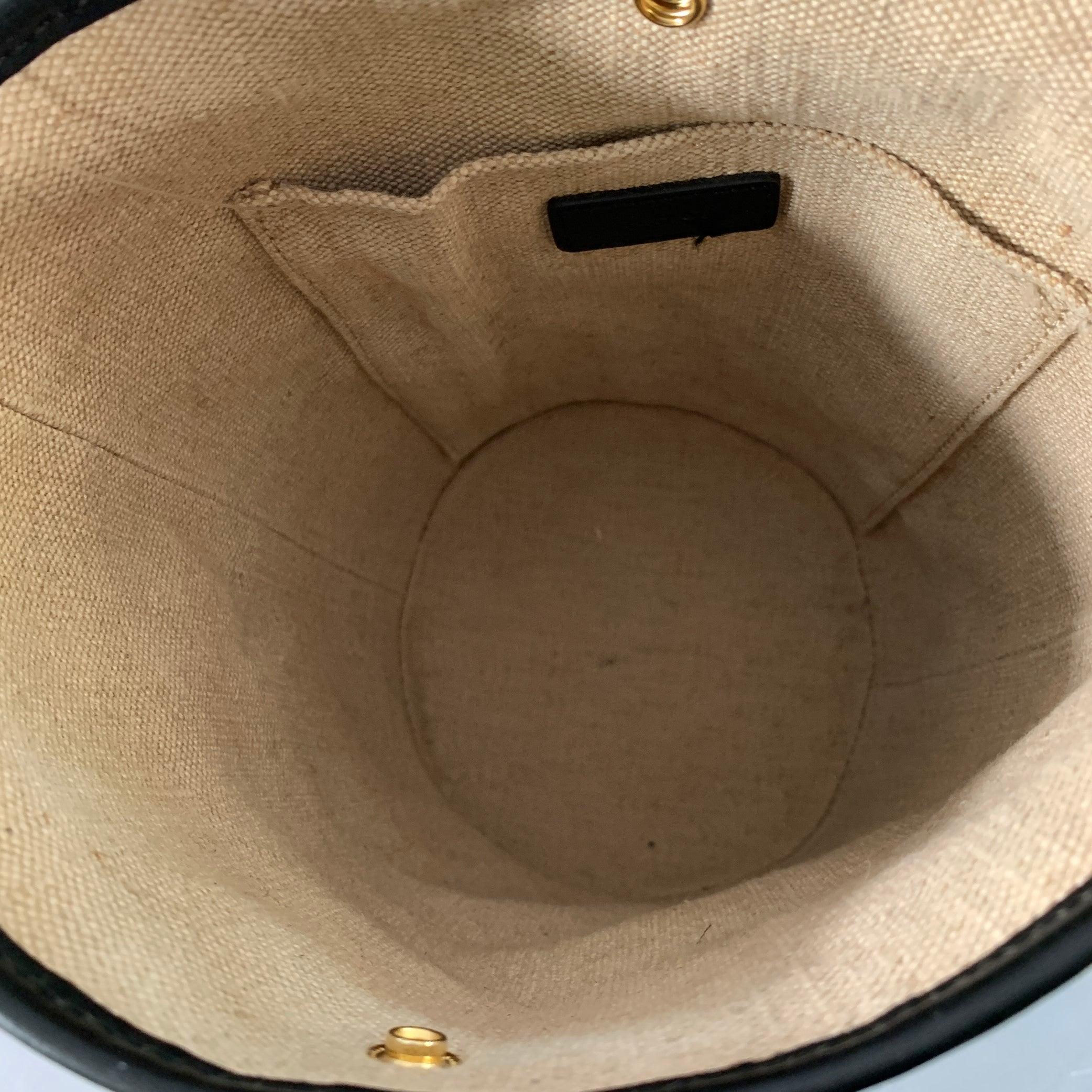 A.P.C. Beige Black Jute Cotton Trim Leather Crossbody Bucket Bag in vendita 2