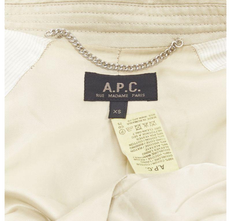 APC beige klassische Bomberjacke mit raglan-Ärmeln und Klappe XS im Angebot 5