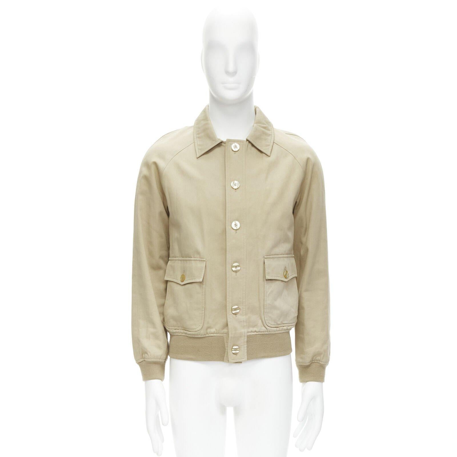 APC beige classic raglan sleeves flap pocket bomber jacket XS For Sale 7
