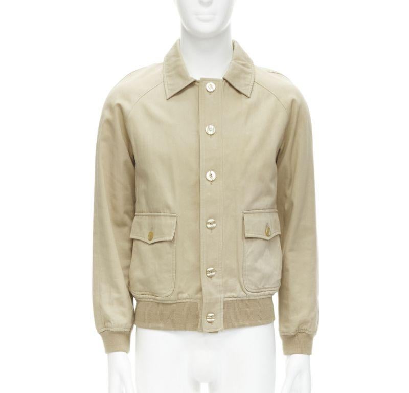 Beige APC beige classic raglan sleeves flap pocket bomber jacket XS en vente