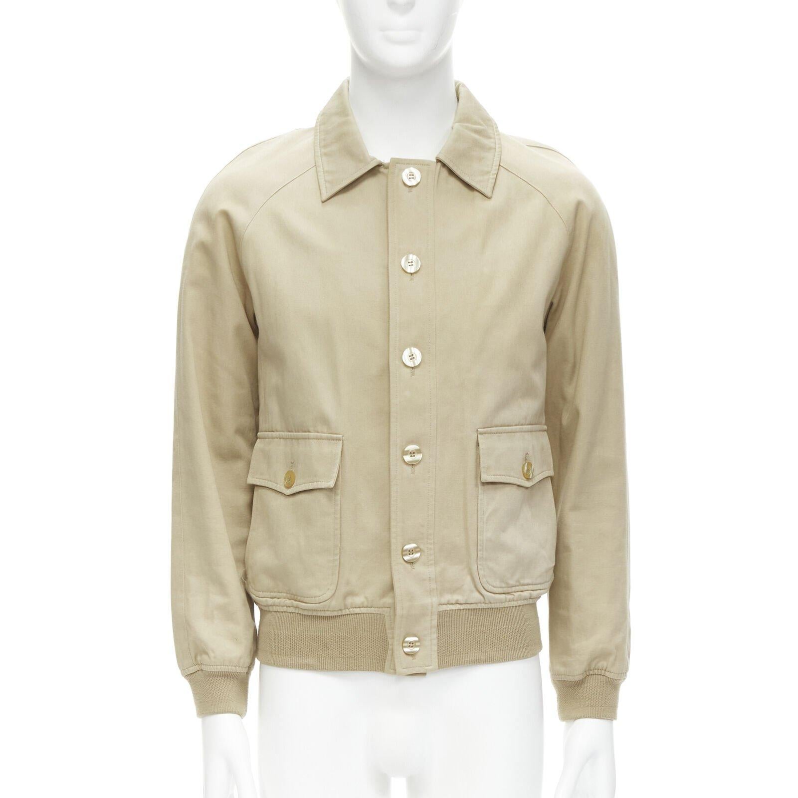 Beige APC beige classic raglan sleeves flap pocket bomber jacket XS For Sale