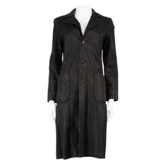A.P.C. Black Leather Mid Coat Size M