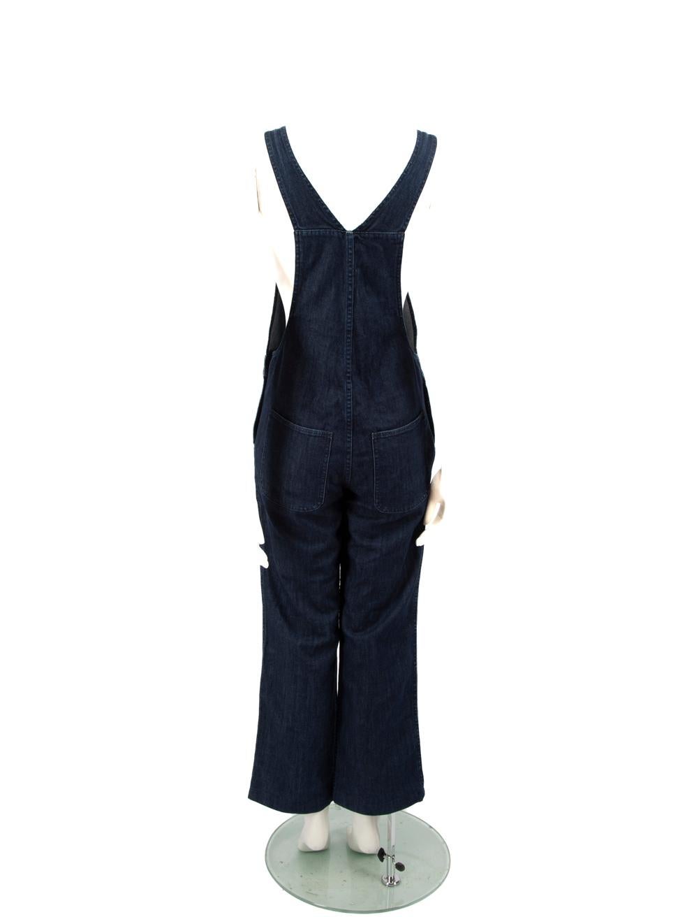 Black A.P.C. Blue Denim Wide Leg Dungarees Size S For Sale