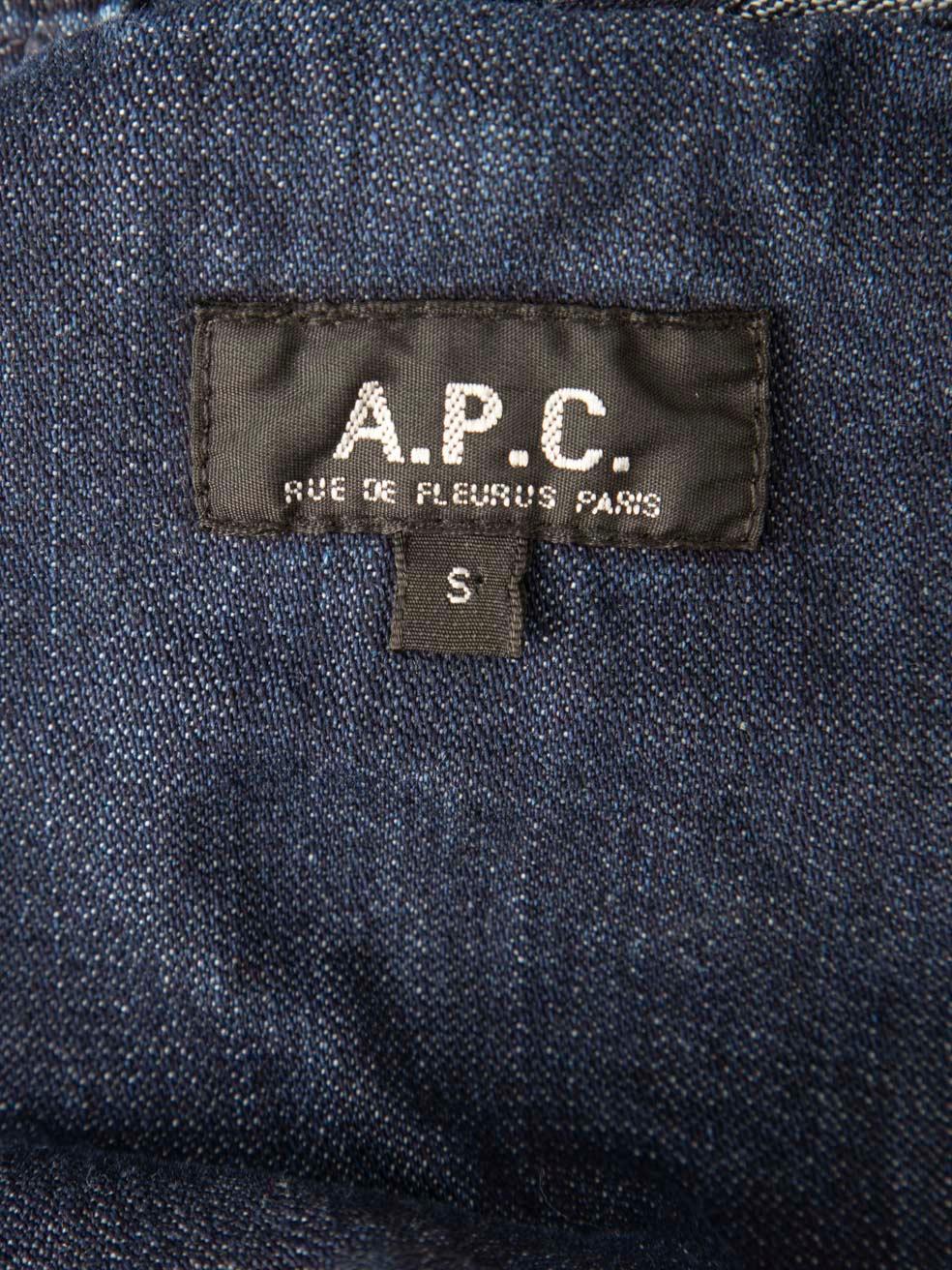 A.P.C. Blue Denim Wide Leg Dungarees Size S For Sale 1