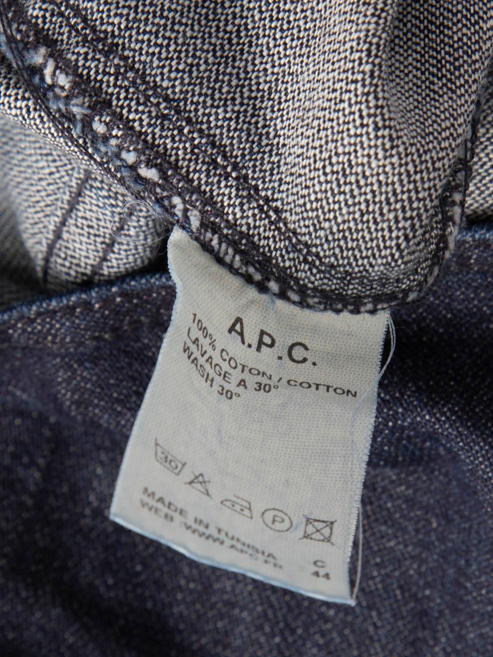 A.P.C. Blue Denim Wide Leg Dungarees Size S For Sale 2