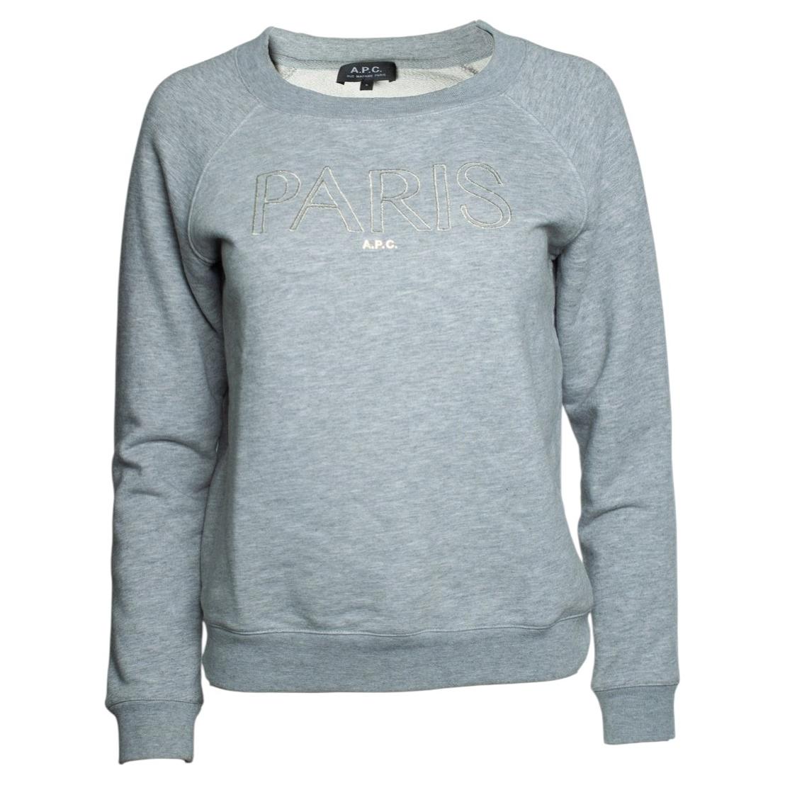 A.P.C., Crewneck sweater in grey with PARIS print