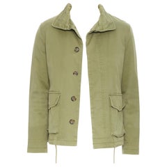 APC green cotton shearling lined convertible hood military zip parka jacket XS