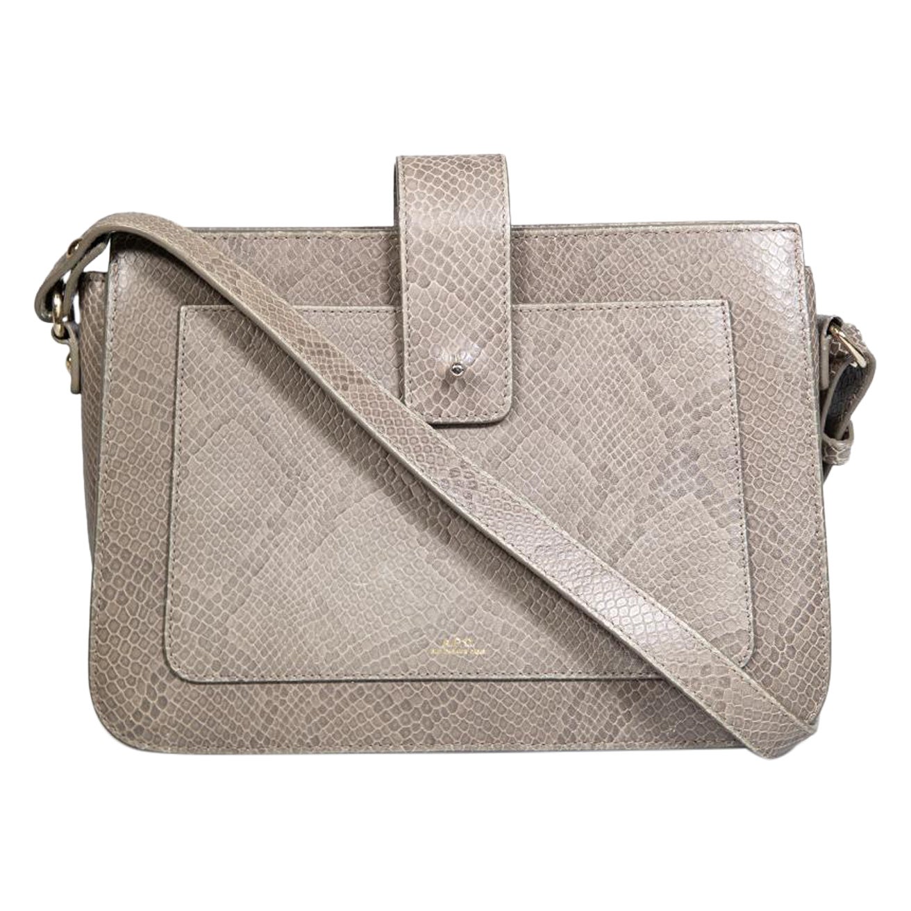 A.P.C. Sac en cuir gris gaufré serpent