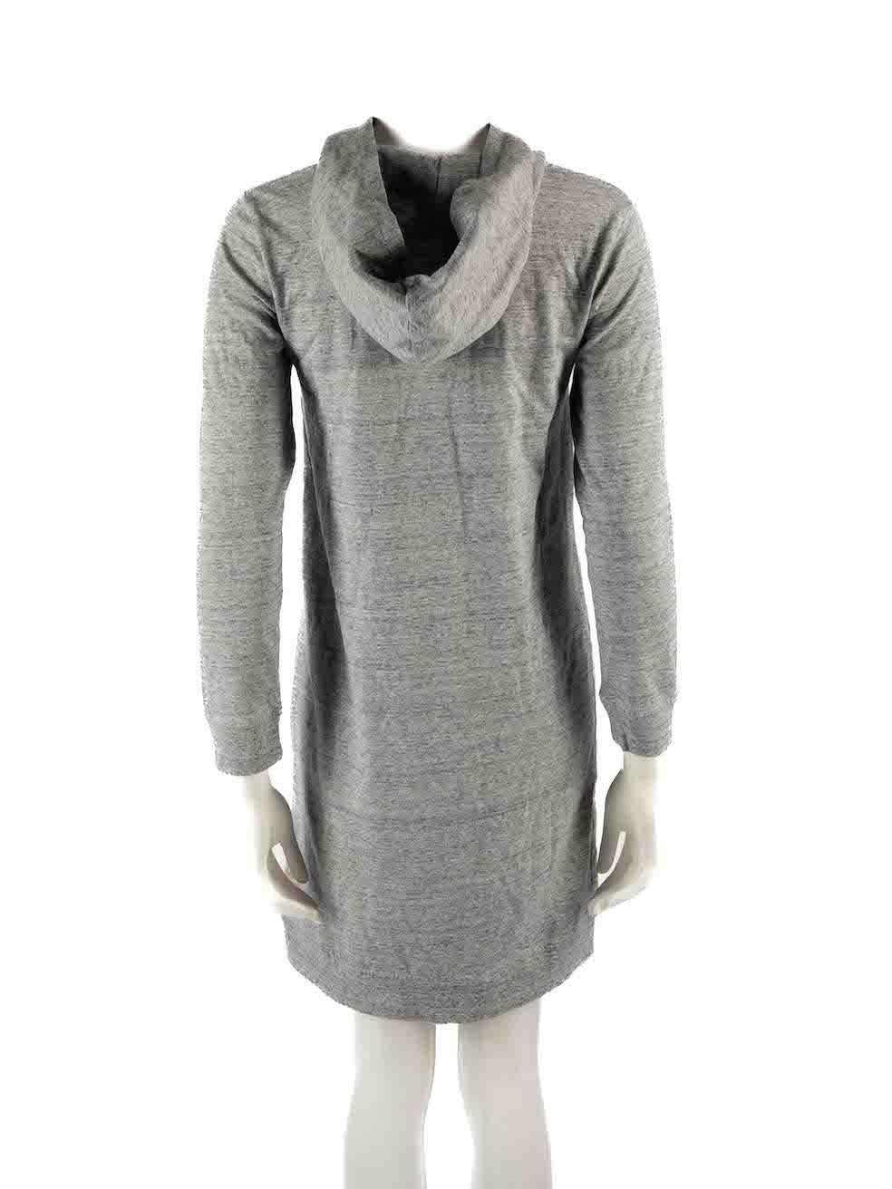 A.P.C. Grey Logo Hooded Sweater Dress Size S In New Condition For Sale In London, GB