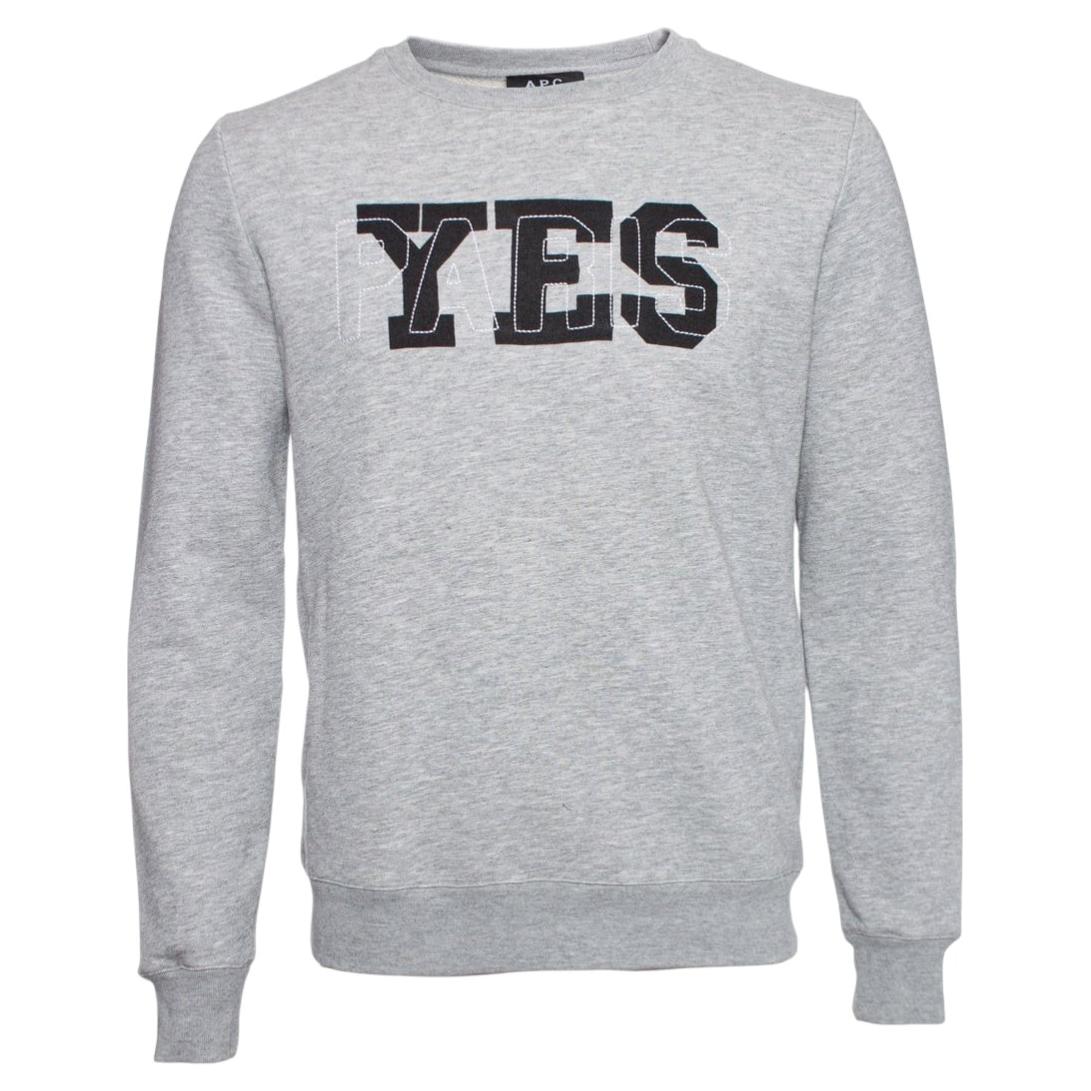 A.P.C., Grey sweater with text.