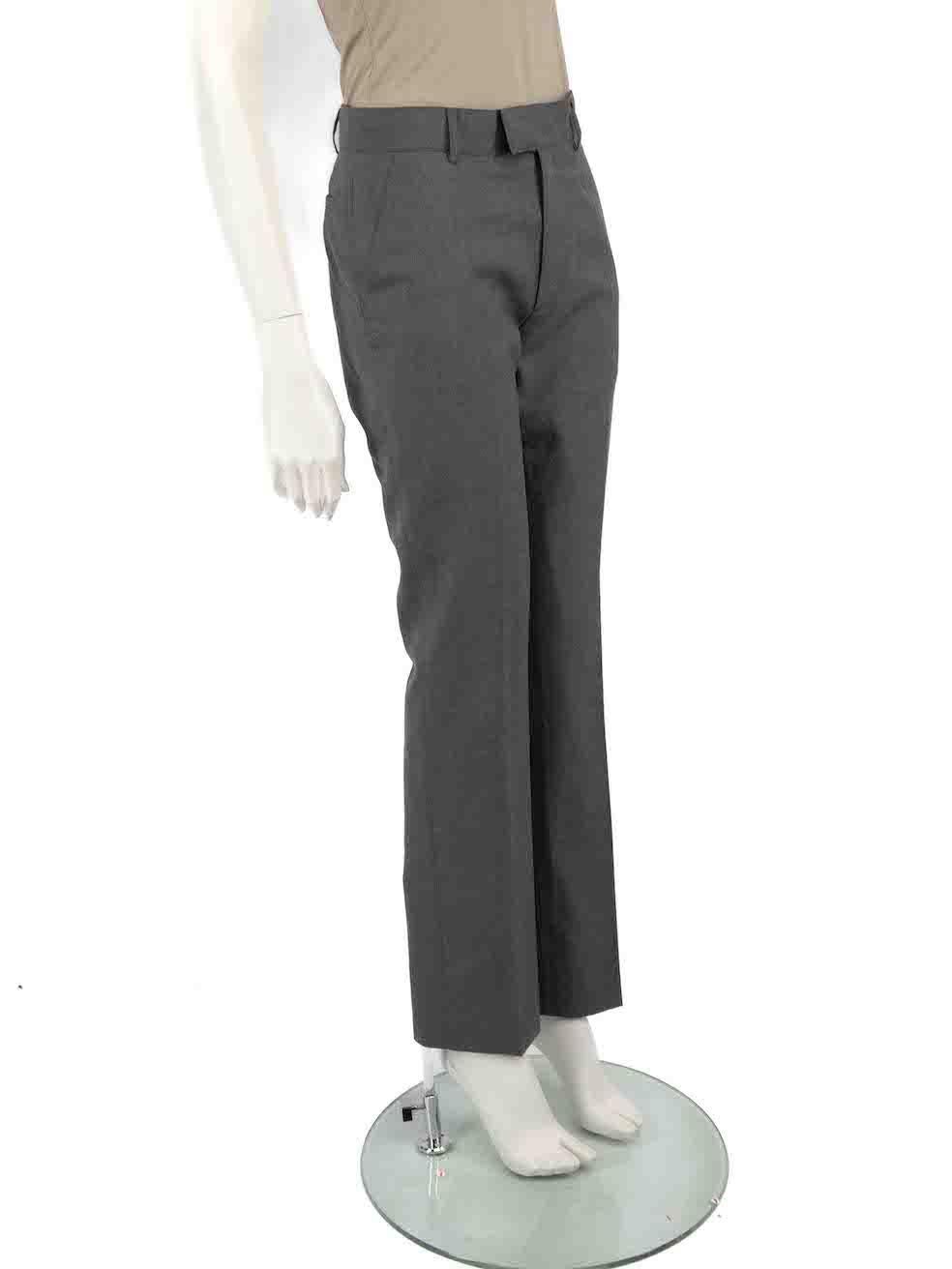 CONDITION is Very good. Hardly any visible wear to trousers is evident on this used A.P.C. designer resale item.
 
 Details
 Grey
 Wool
 Trousers
 Straight leg
 Mid rise
 2x Side pockets
 2x Back pockets
 Fly zip, hook and button fastening
 
 
 Made
