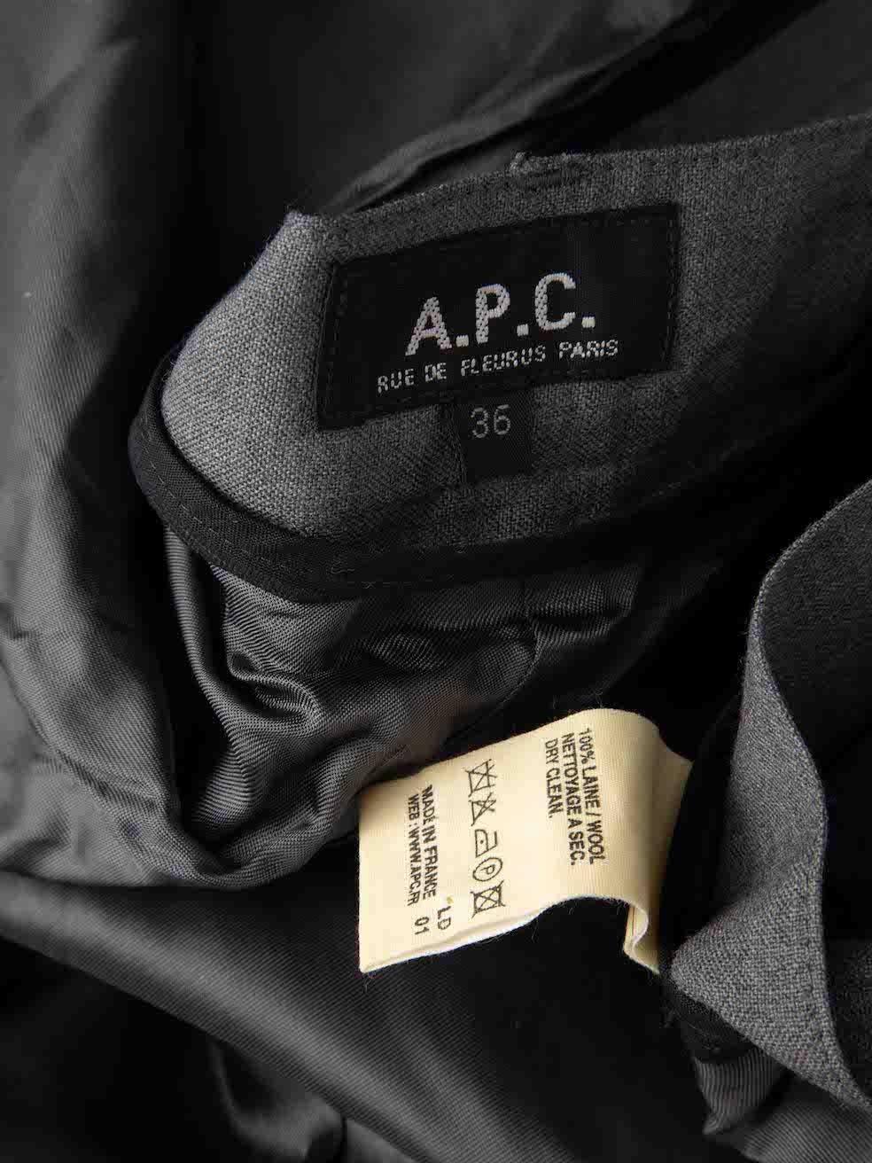 Women's A.P.C. Grey Wool Straight Fit Trousers Size S For Sale