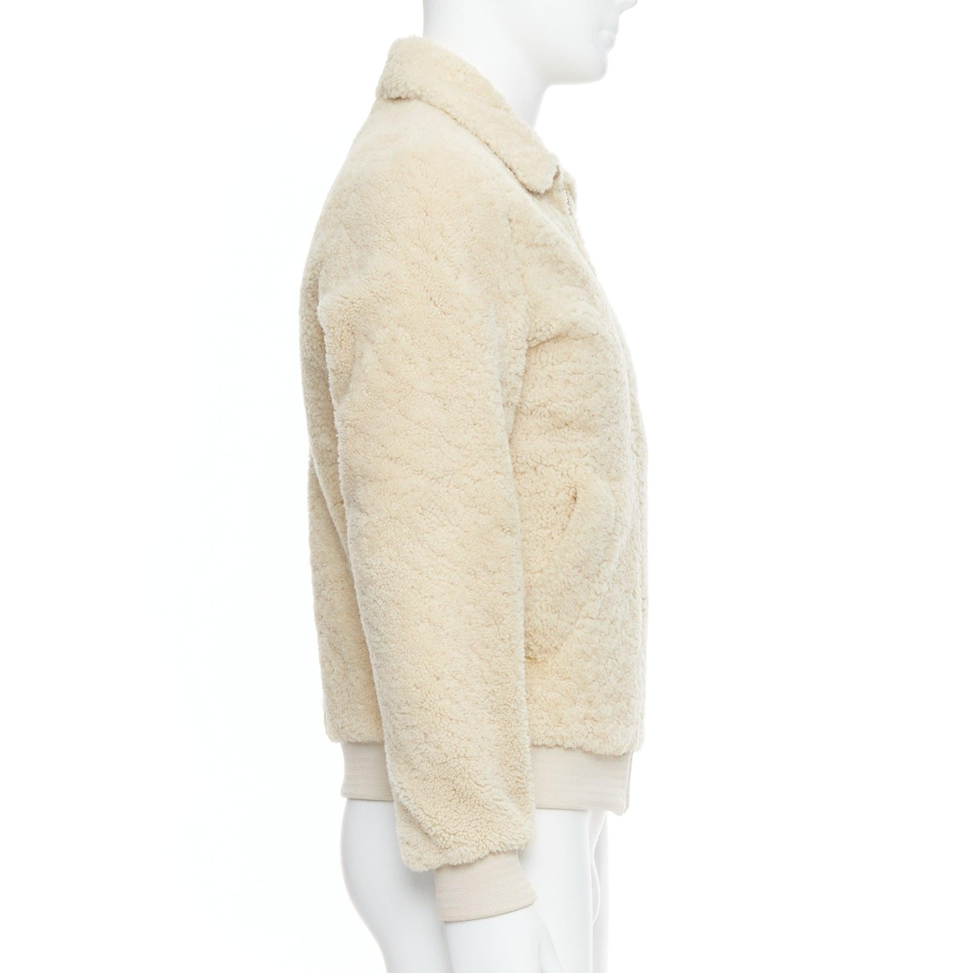 Men's A.P.C. LOUIS W cream lambskin shearling zip front bomber jacket S