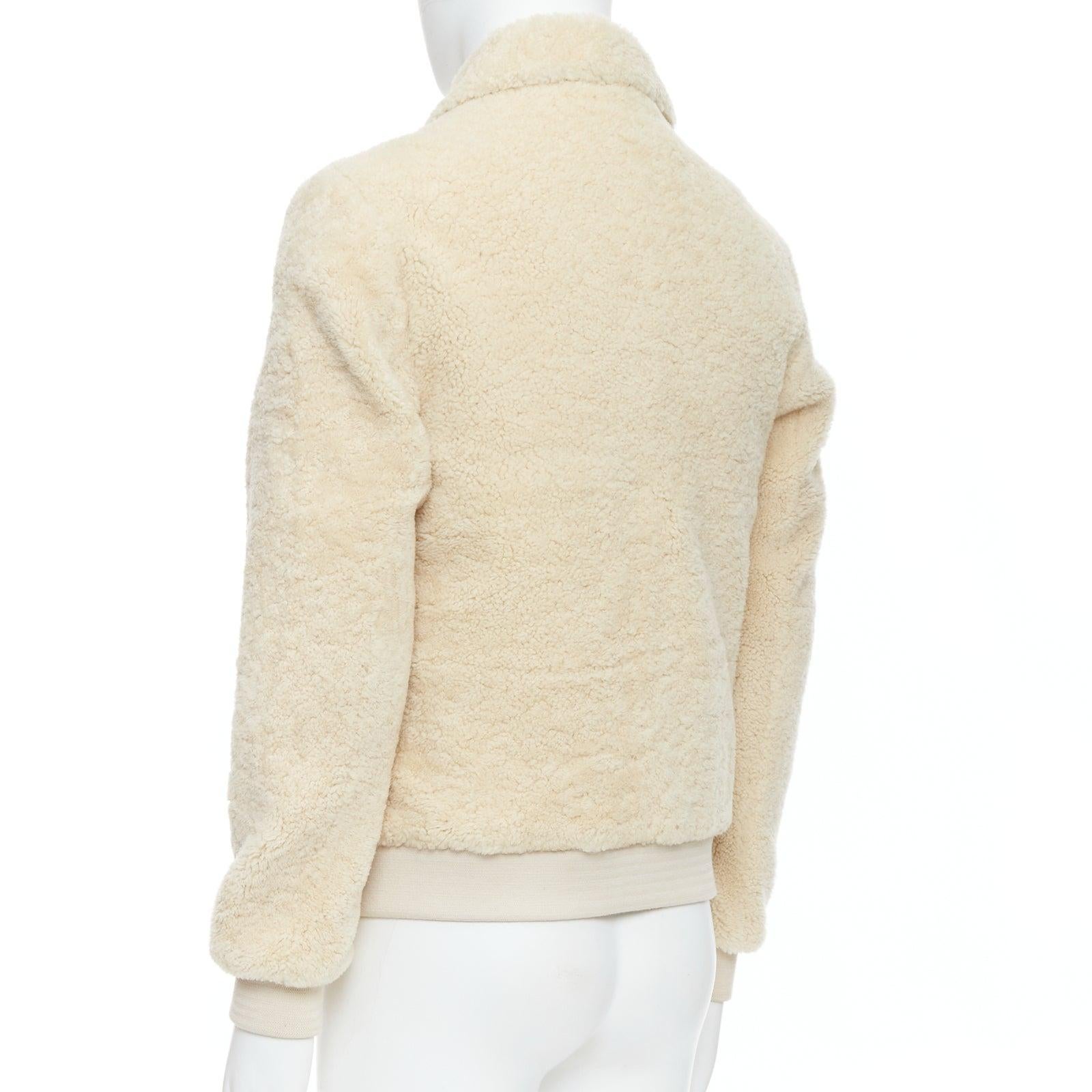 A.P.C. LOUIS W cream lambskin shearling zip front bomber jacket S 2