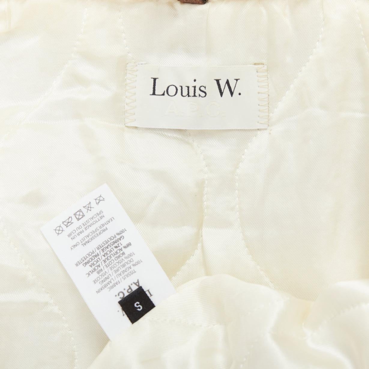 A.P.C. LOUIS W cream lambskin shearling zip front bomber jacket S 4