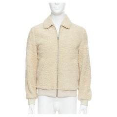 A.P.C. LOUIS W cream lambskin shearling zip front bomber jacket S