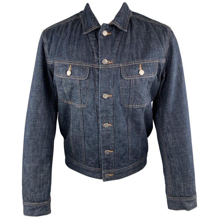 A.P.C. M Indigo Blue Fuzzy Lined Denim Trucker Jacket at 1stdibs