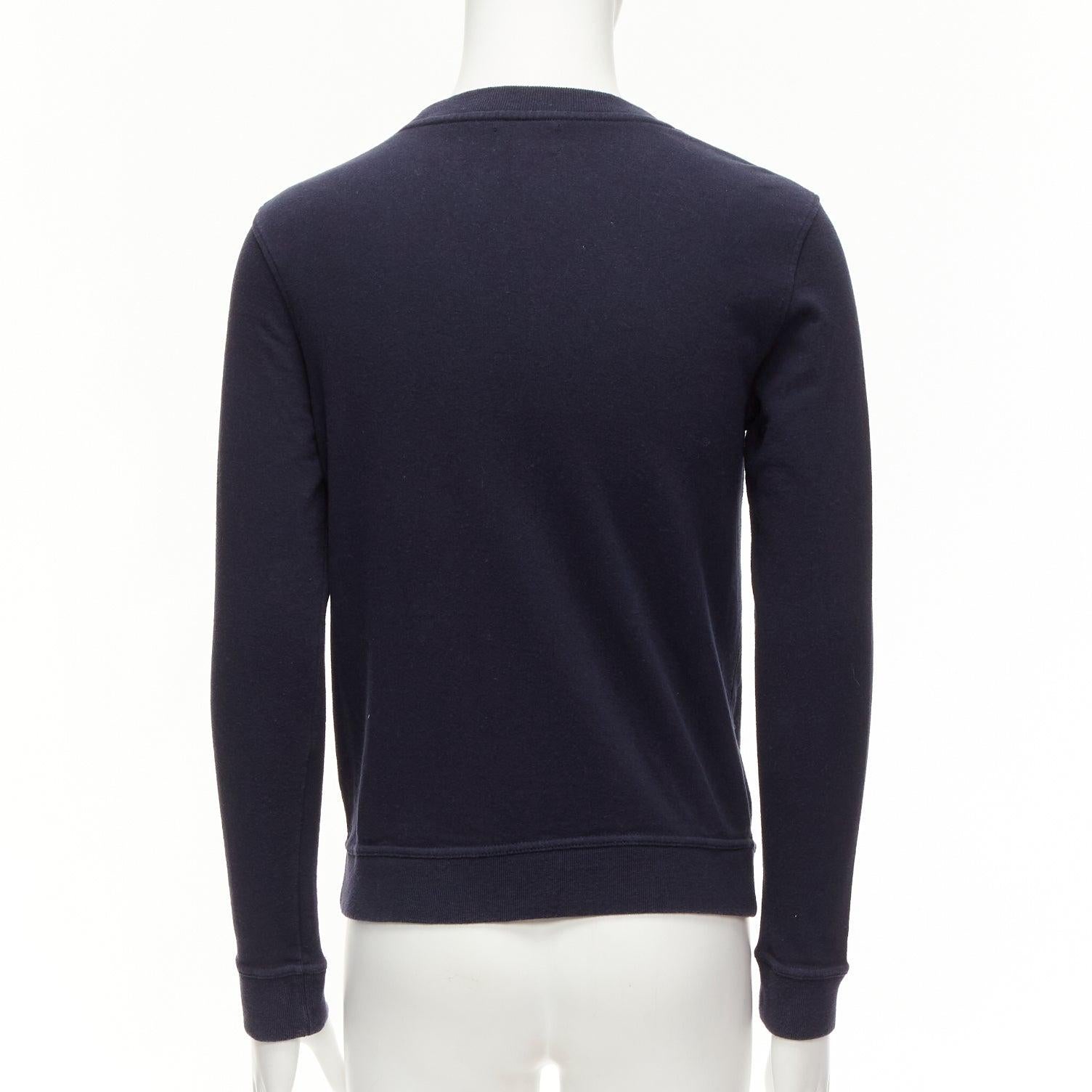 Men's A.P.C. navy blue white anchor embroidery crew neck cotton sweatshirt US0 XS For Sale