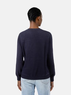 A.P.C. Maglione con logo in maglia blu scuro taglia L.