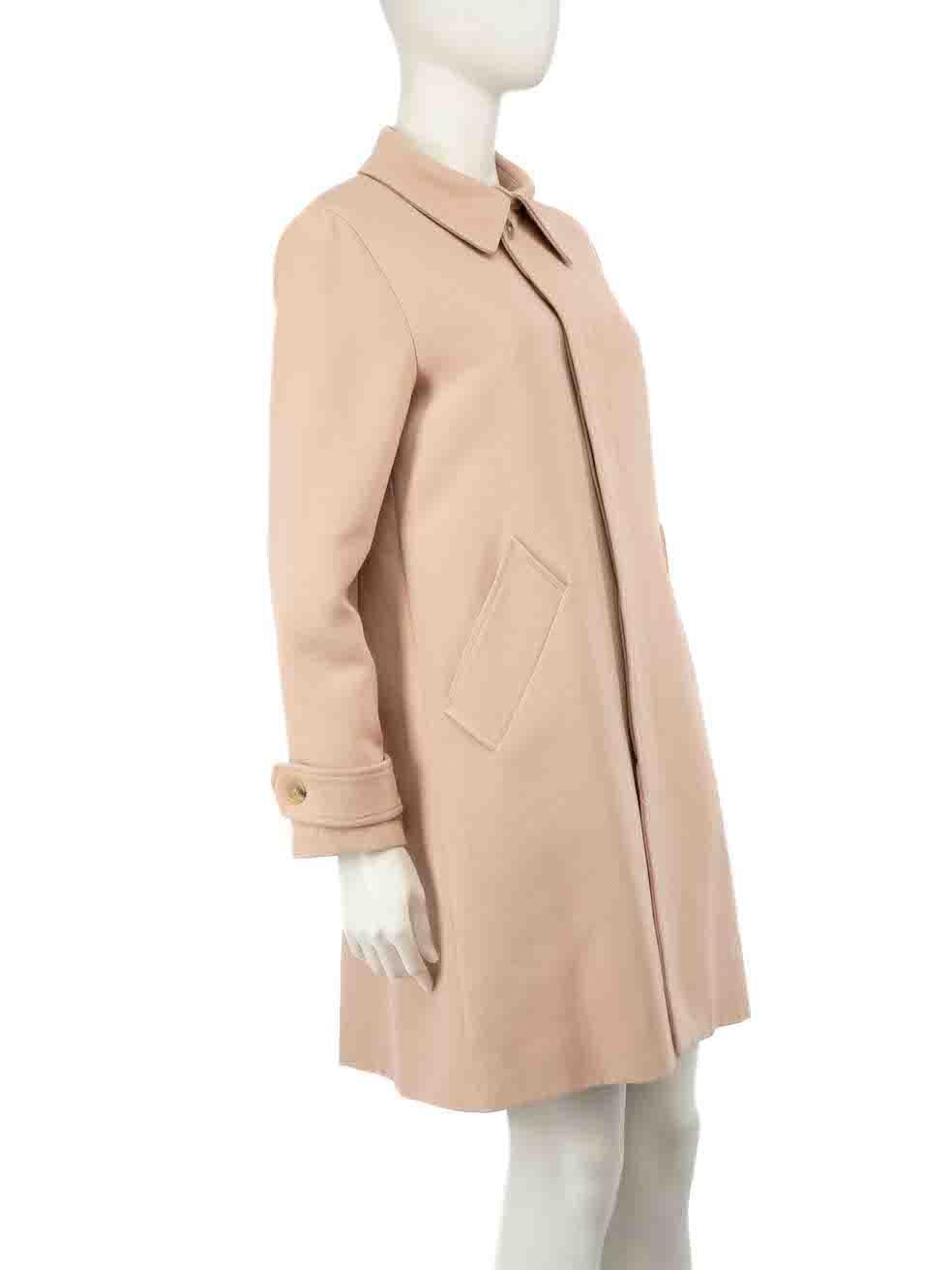 CONDITION is Very good. Minimal wear to coat is evident. Minimal pull thread right arm on this used A.P.C. designer resale item.
 
 
 
 Details
 
 
 Pink
 
 Cotton
 
 Coat
 
 Mid length
 
 Button up fastening
 
 Buttoned cuffs
 
 2x Side pockets
 
