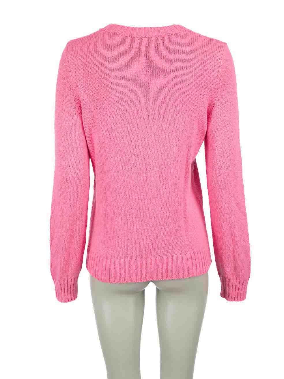 A.P.C. Pink Crew Neck Knit Jumper Size L In Good Condition For Sale In London, GB