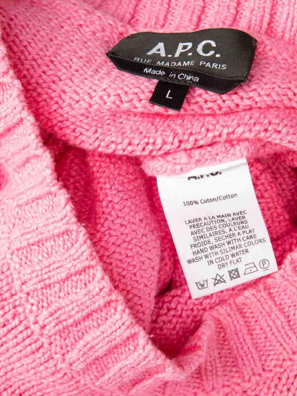 A.P.C. Pink Crew Neck Knit Jumper Size L For Sale 1