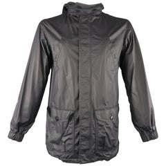 A.P.C. S Black Solid Coated Cotton Zip & Snaps Jacket