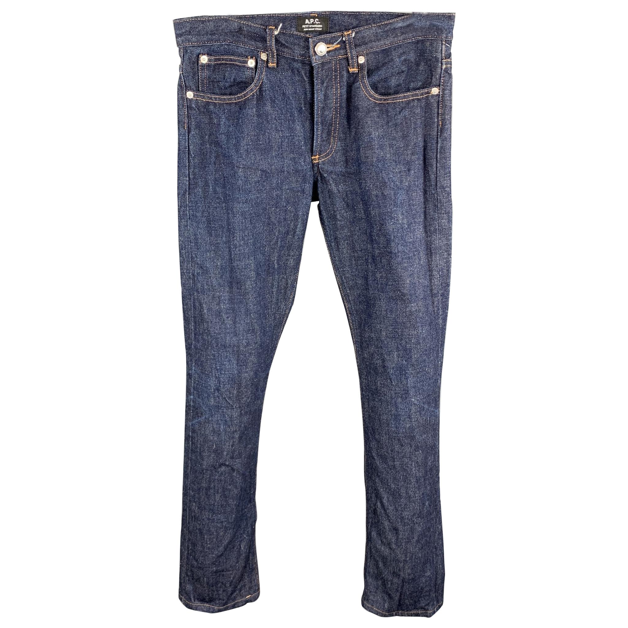 A.P.C. Size 28 Indigo Contrast Stitch Denim Button Fly Jeans