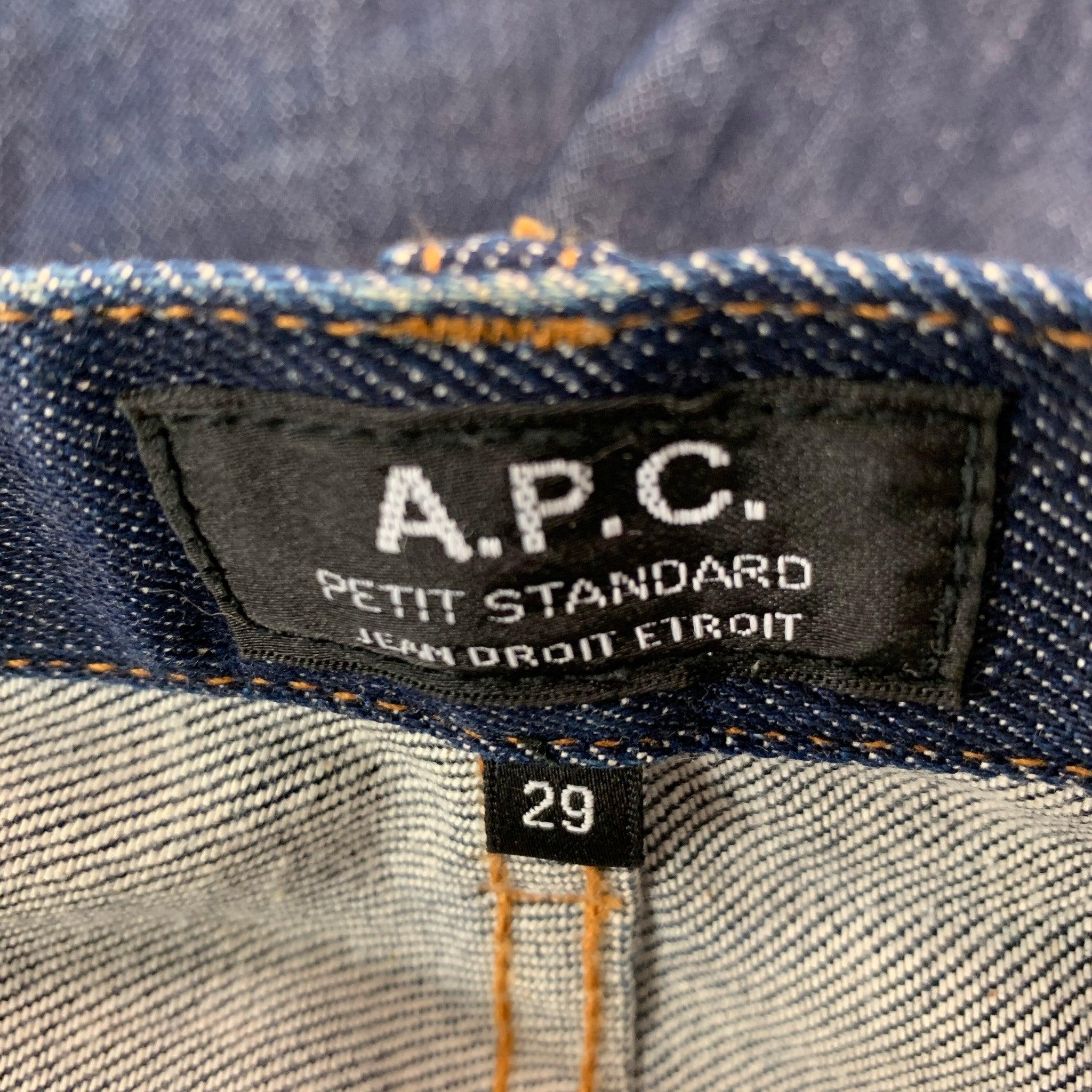 A.P.C. Größe 29 Blaue Baumwoll-polyurethan-Fly Jeans mit Knopfleiste aus Baumwolle Herren