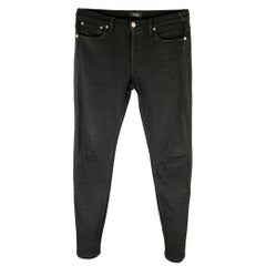 A.P.C. Talla 31 Negro Mezcla de Algodón Sólido Vaqueros con Bragueta y Botón
