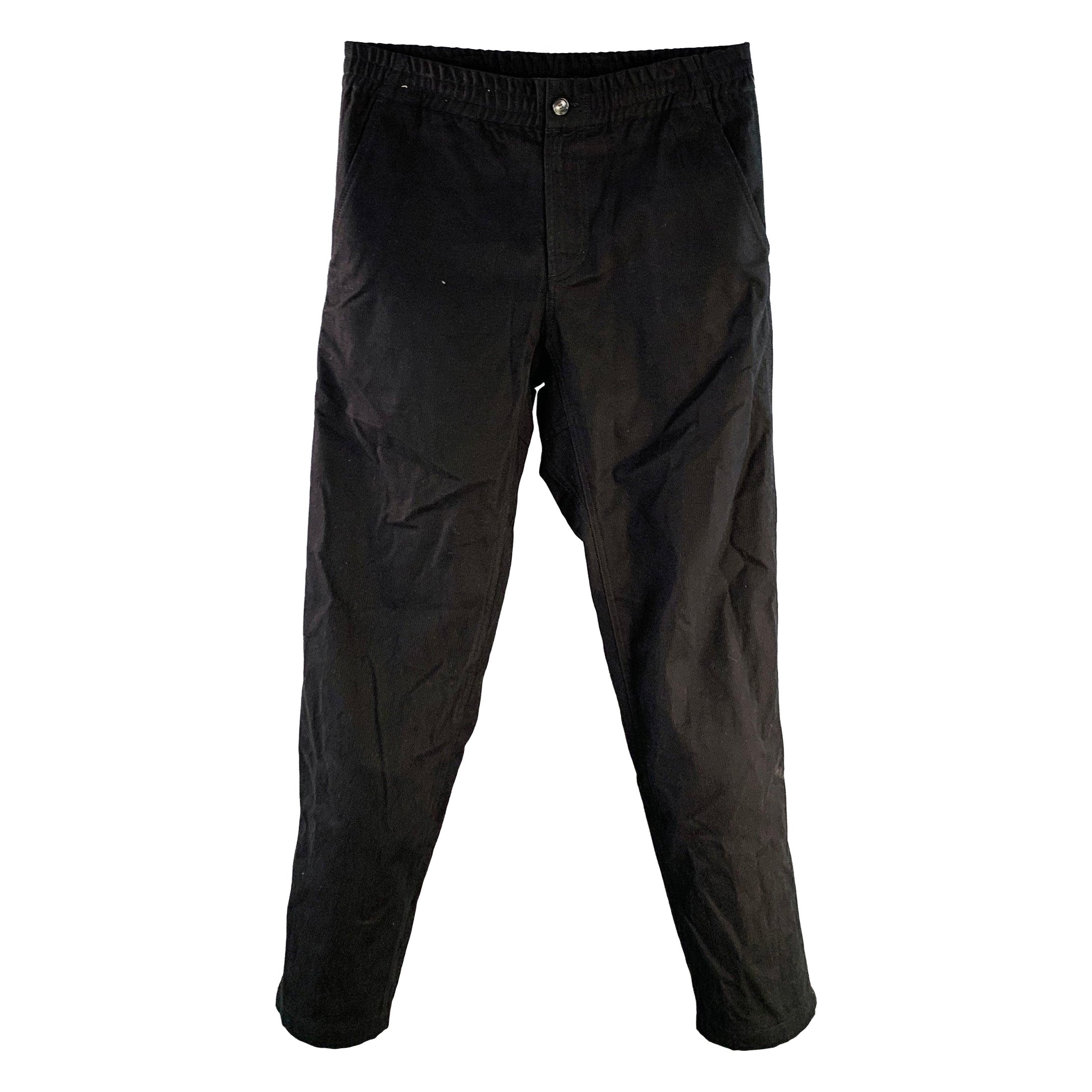 A.P.C. Size 32 Black Corduroy Cotton Elastic Waistband Casual Pants