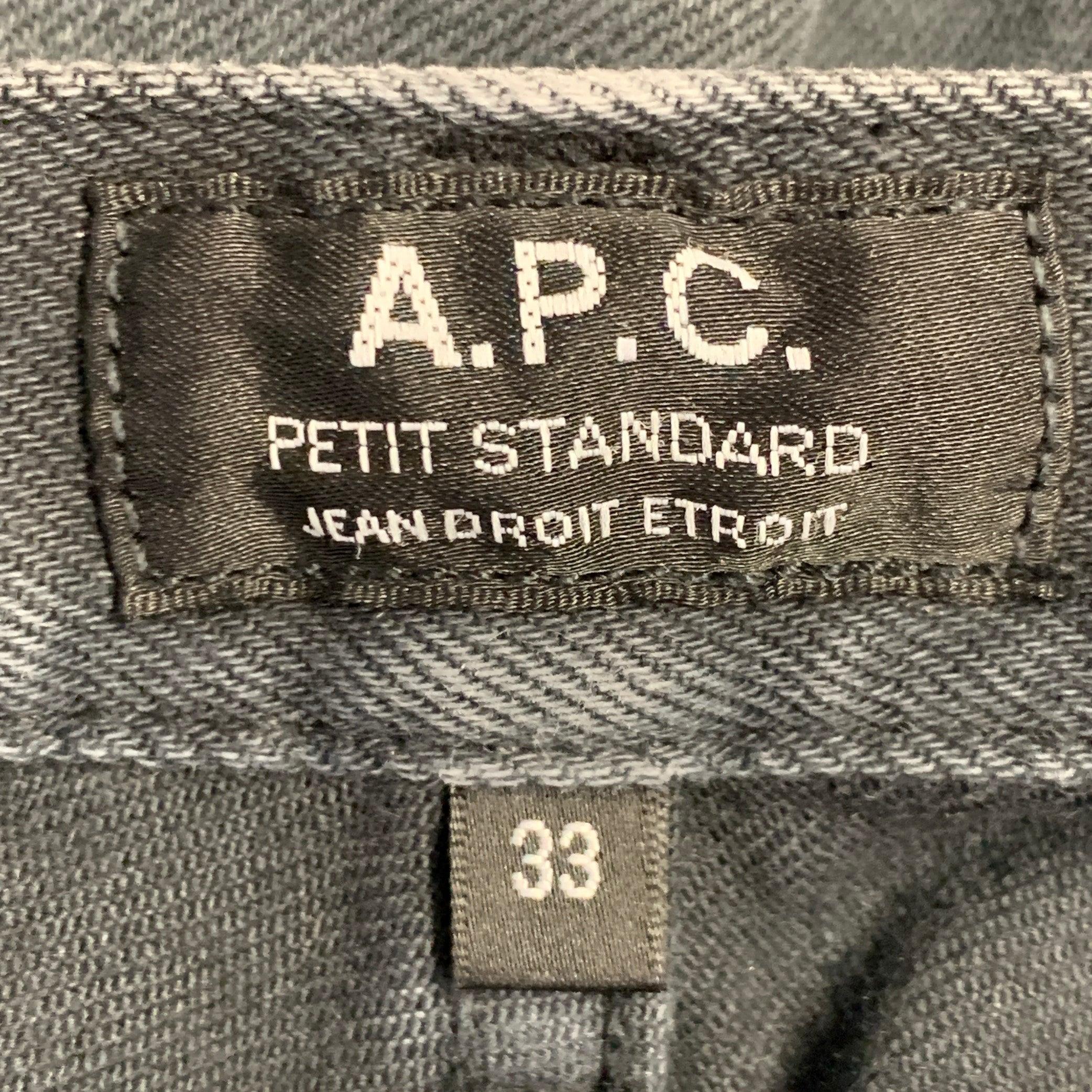 Uomo A.P.C. Taglia 33 Jeans grigi in misto cotone Twill Slim Tapered Button Fly in vendita