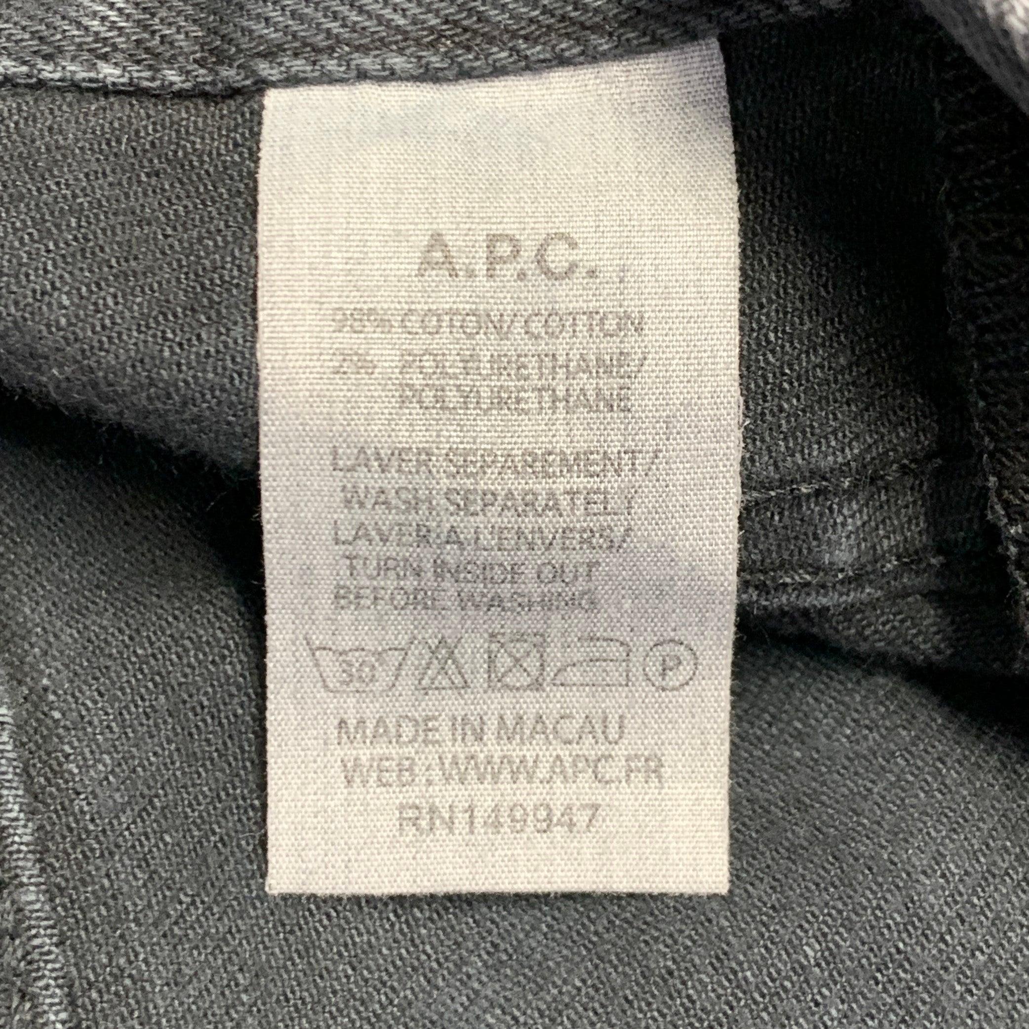 A.P.C. Taglia 33 Jeans grigi in misto cotone Twill Slim Tapered Button Fly in vendita 1