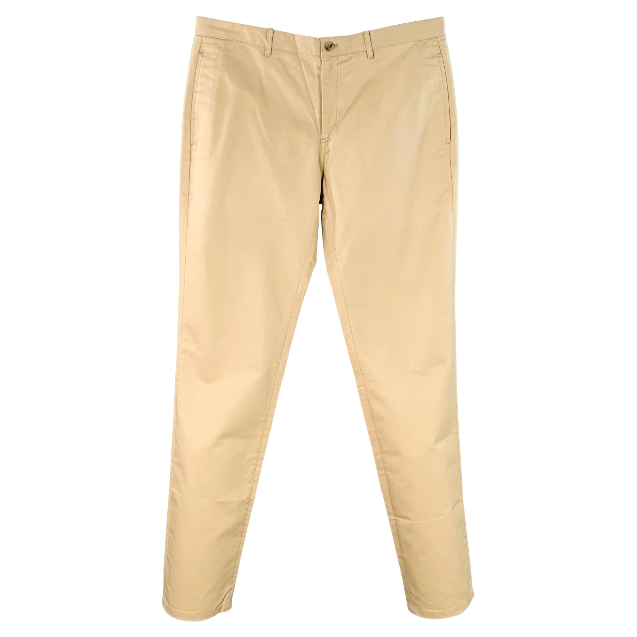 A.P.C. Taglia 33 Pantaloni casual in twill di cotone a taglio piatto e affusolati in vendita