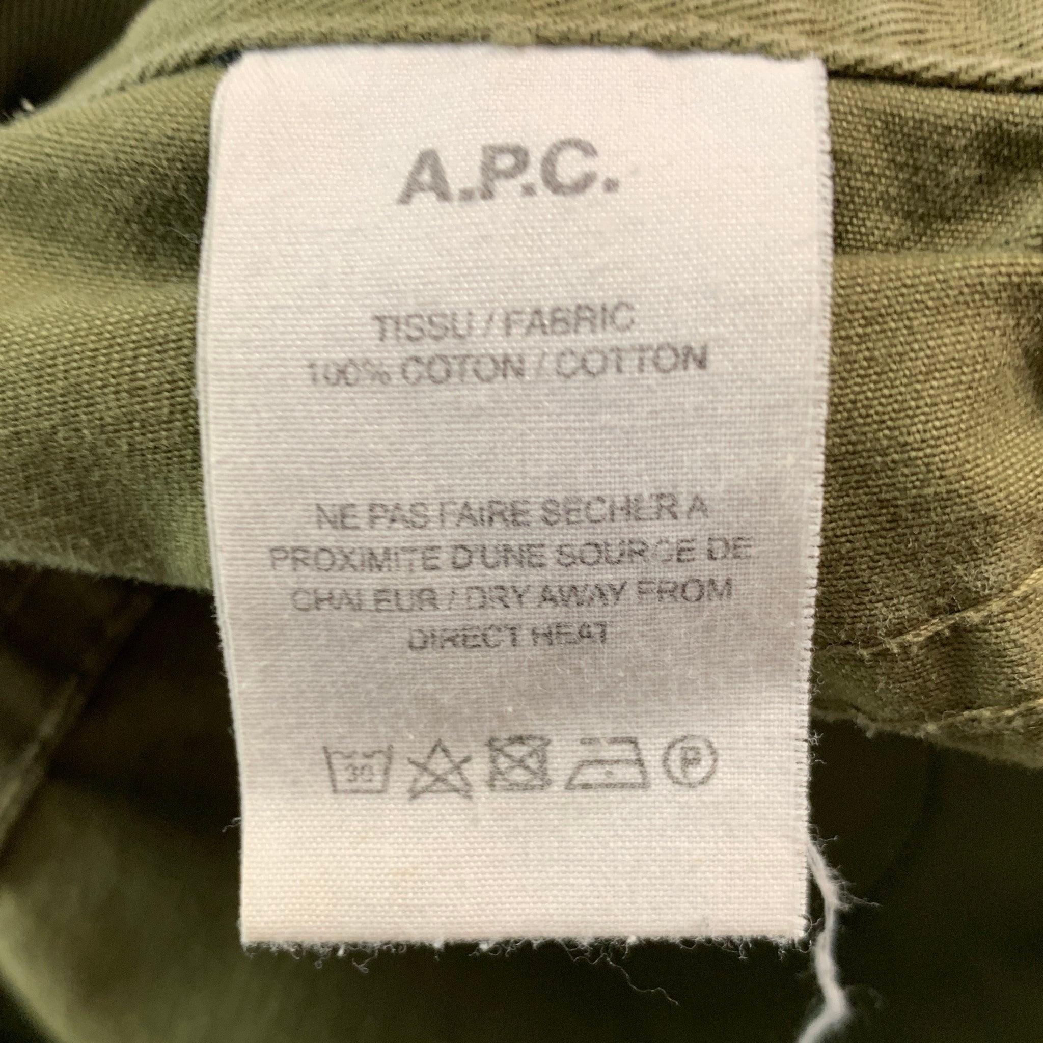 A.P.C. Size 34 Green Cotton Jean Cut Casual Pants For Sale 6