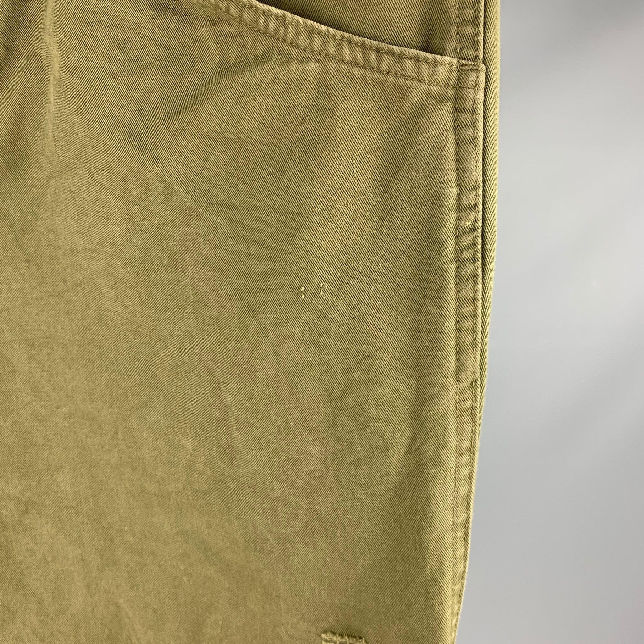 A.P.C. Size 34 Green Cotton Jean Cut Casual Pants For Sale 2