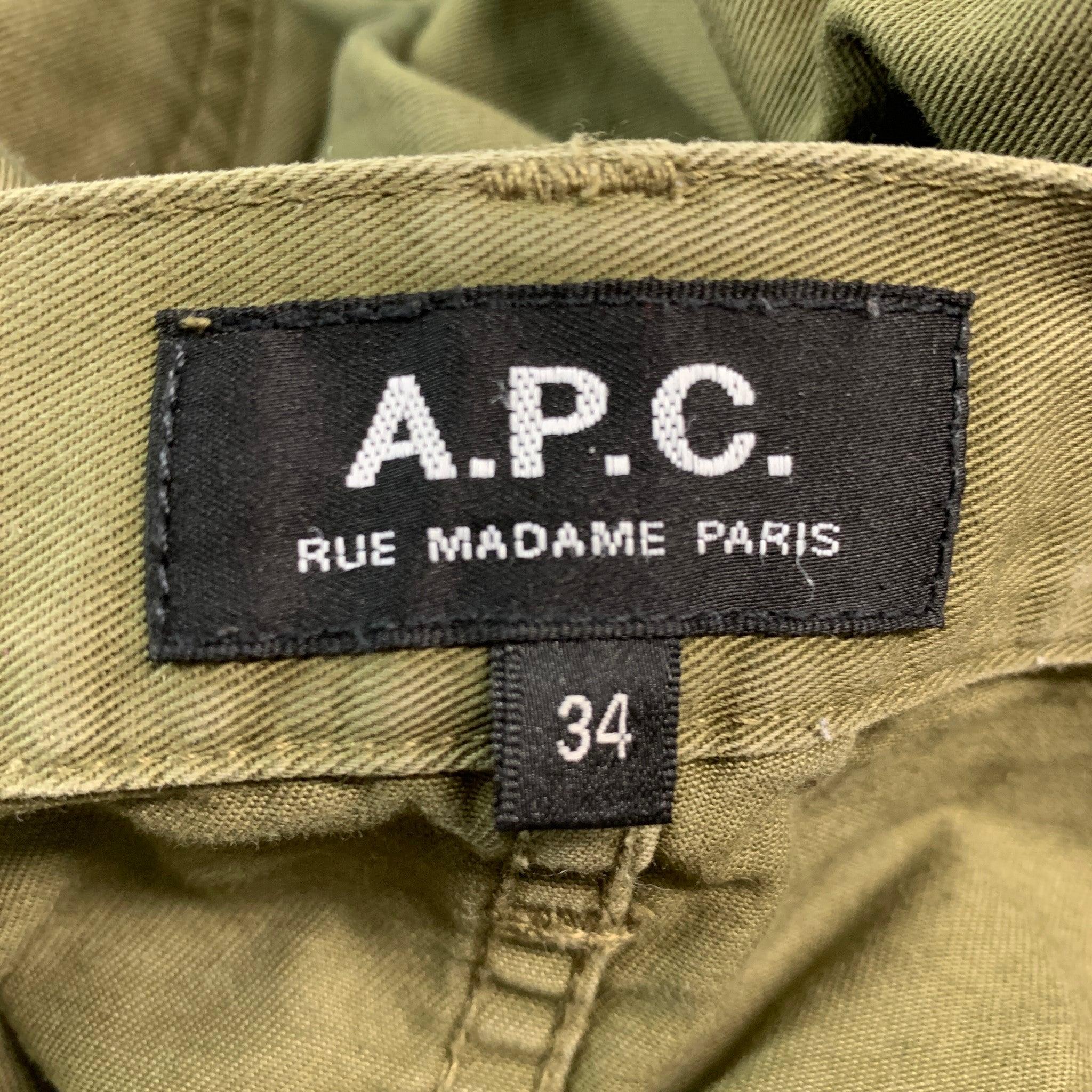 A.P.C. Size 34 Green Cotton Jean Cut Casual Pants For Sale 5