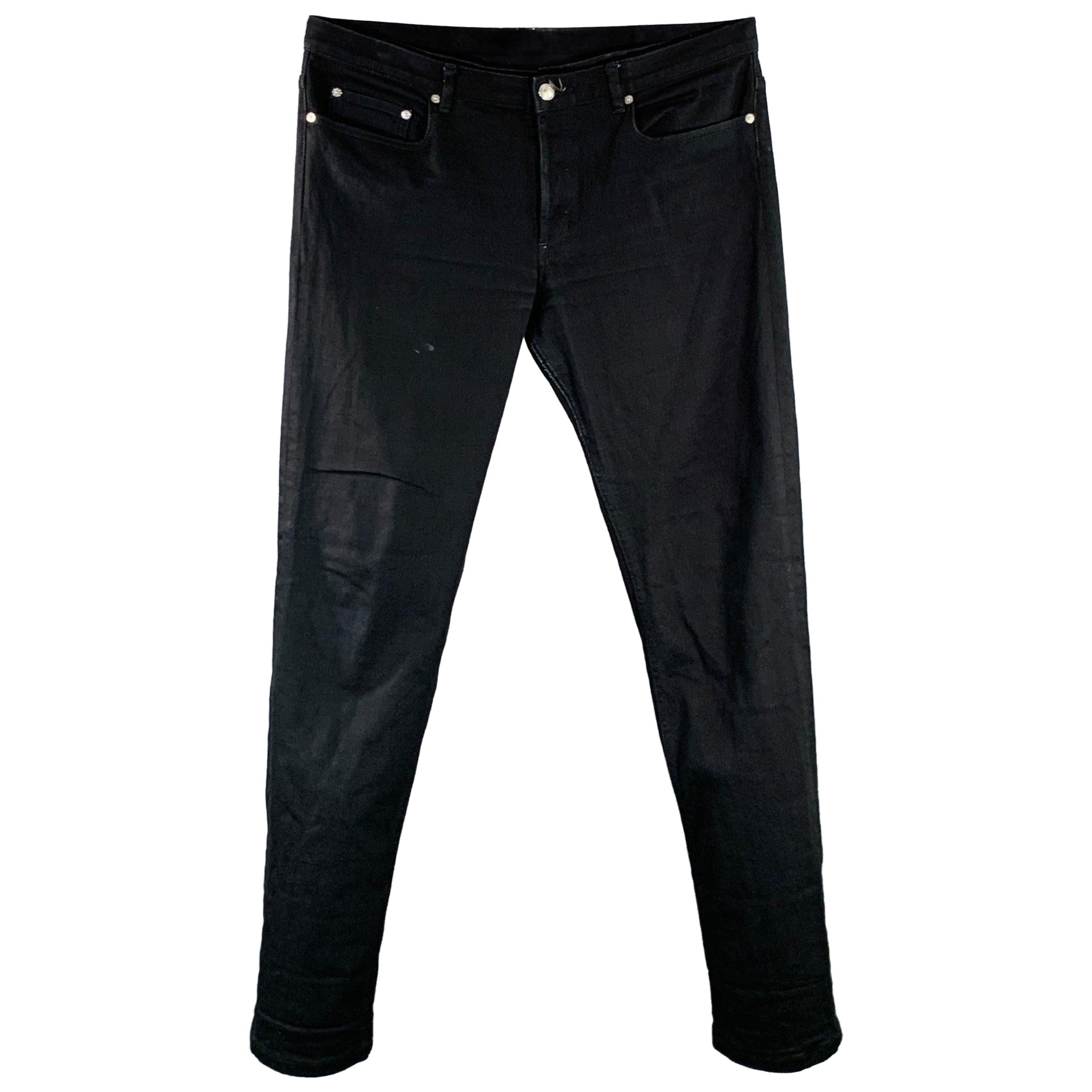 A.P.C. Size 36 Black Twill Cotton Blend Tapered Five Pockets Jeans