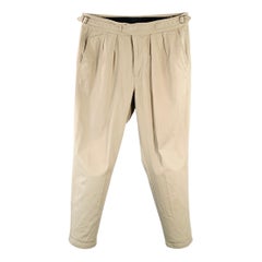 A.P.C. Size 38 Beige Twill Cotton Pleated Side Tabs Casual Pants
