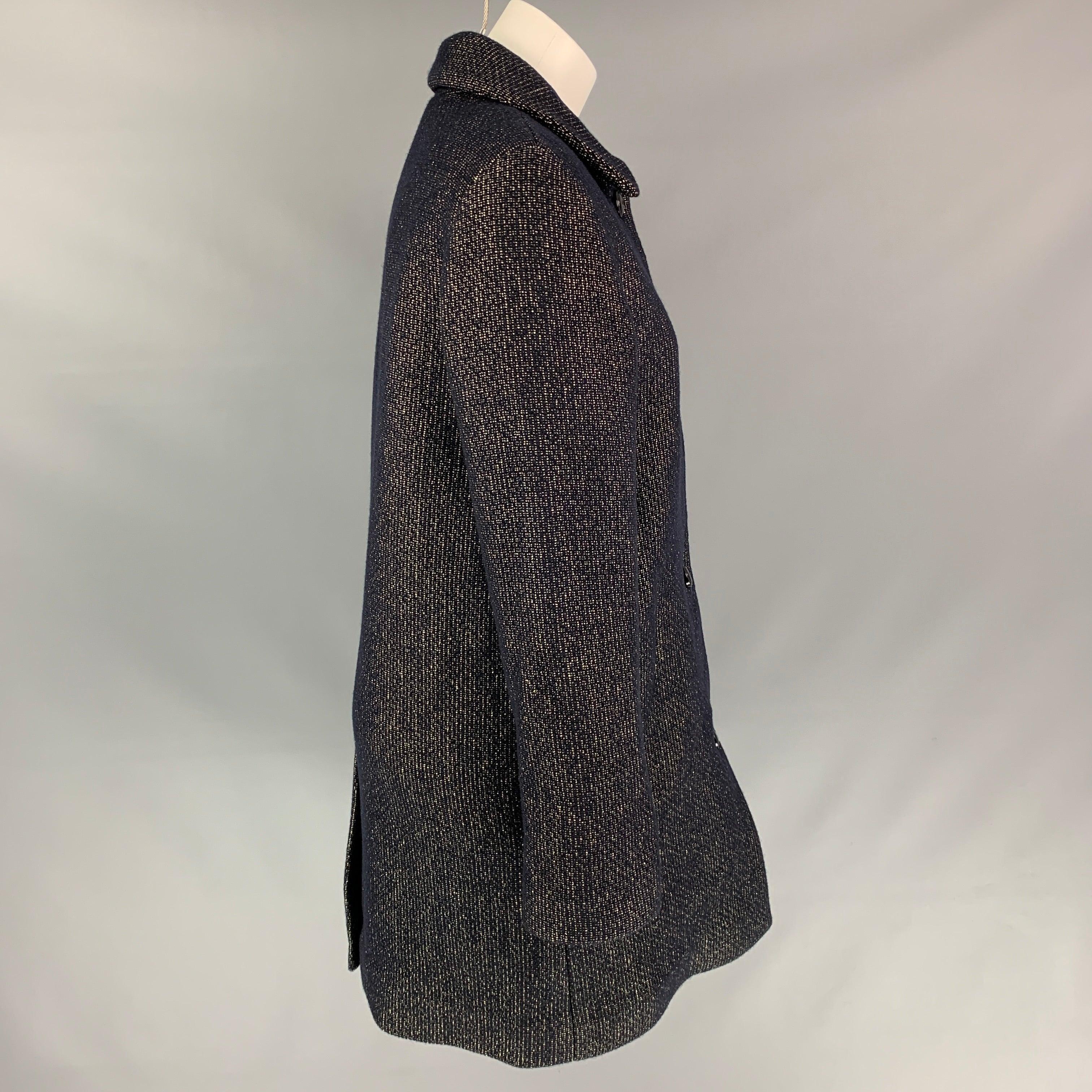 A.P.C. Size 6 Black & Gold Wool Blend Metallic Coat In Good Condition For Sale In San Francisco, CA