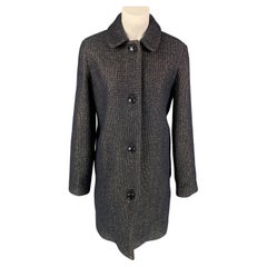 A.P.C. Size 6 Black & Gold Wool Blend Metallic Coat