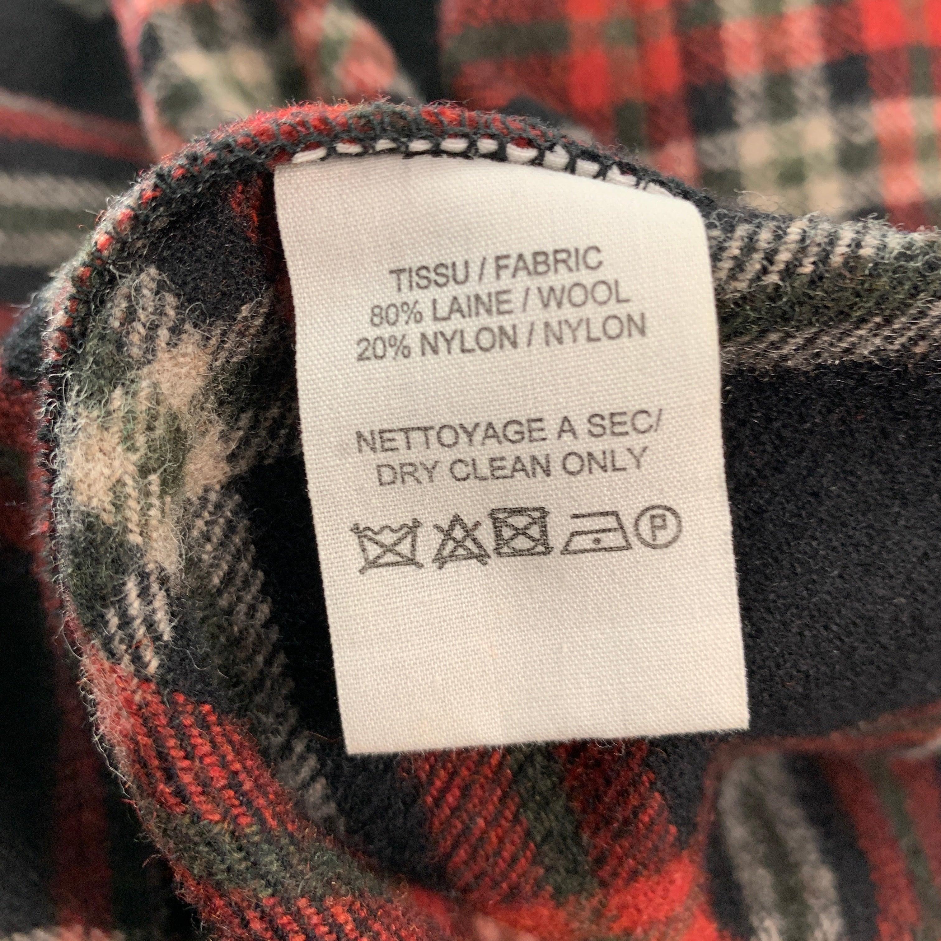 A.P.C. Taille L Chemise à manches longues en nylon et laine à carreaux multicolores noirs en vente 3