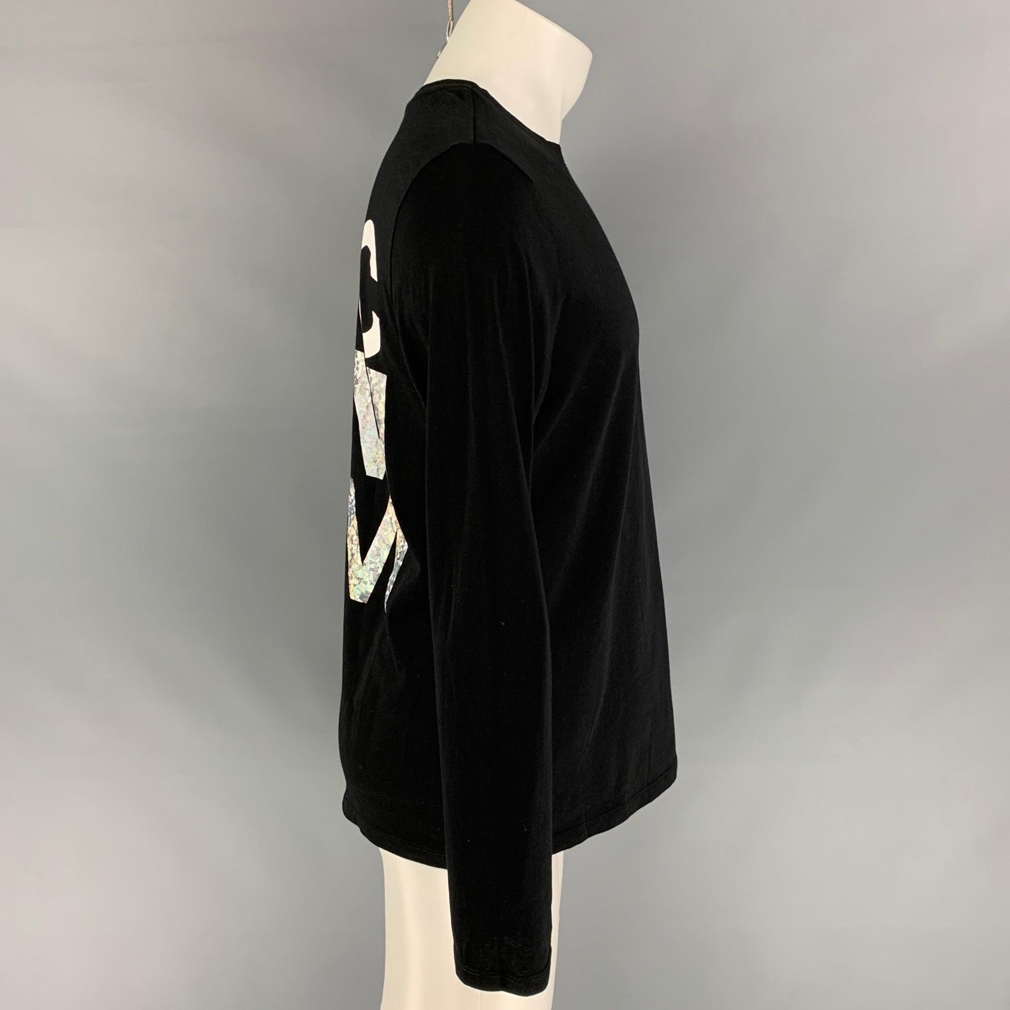 A.P.C. Langarm-T-Shirt aus schwarz-silberner Baumwolle mit 