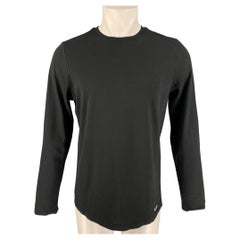 A.P.C. Size L Black & Silver Logo Cotton Long Sleeve T-shirt