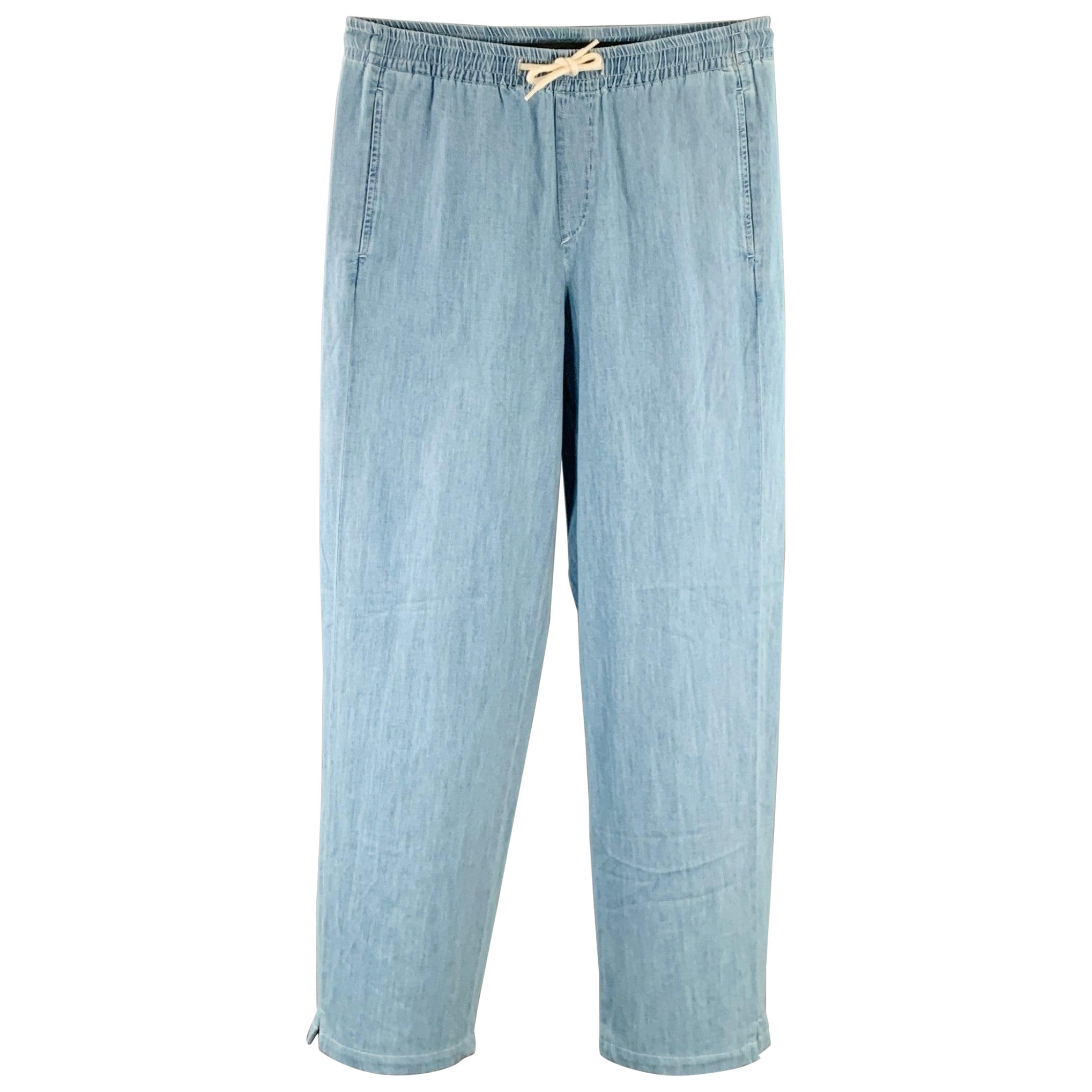 A.P.C. Size L Blue Cotton Tapered Drawstring Casual Pants