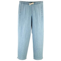 A.P.C. Size L Blue Cotton Tapered Drawstring Casual Pants
