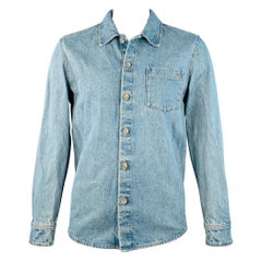 A.P.C. Size L Blue Wash Denim One Pocket Long Sleeve Shirt
