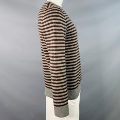 A.P.C. taglia L Maglione a girocollo in cashmere a strisce grigio carbone marrone