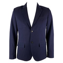 Chaquetón A.P.C. talla L de algodón y lino azul marino de un solo pecho